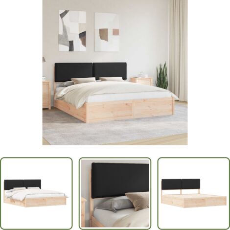 vidaXL Cama emperador -  Estructura de Cama con Cabecera Tapizada Negro 200 x 200 cm