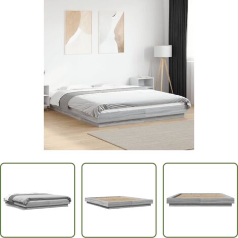 vidaXL Cama gris -  Estructura de cama madera de ingeniería gris Sonoma 160x200 cm