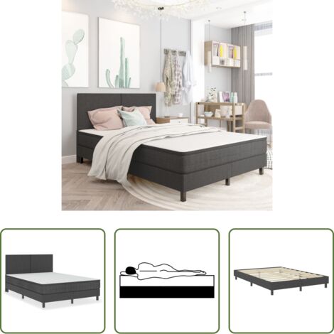 vidaXL Cama gris oscuro -  Cama box spring tela gris oscuro 180x200 cm