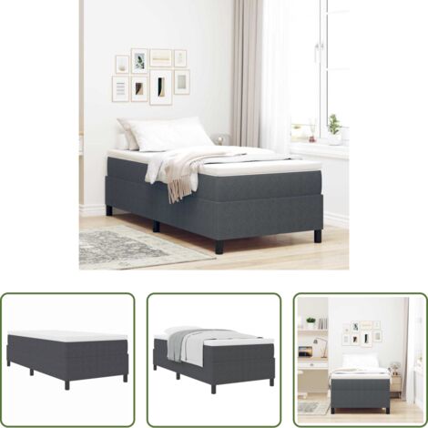 vidaXL Cama gris oscuro -  Cama tipo Box Spring Gris Oscuro y 80 x 200 cm Tela de Pana