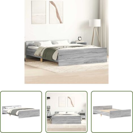 vidaXL Cama gris Sonoma -  Estructura de cama con cabecero piecero gris Sonoma 150x200 cm