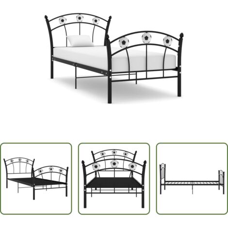 vidaXL Cama individual -  Estructura de cama sin colchón metal negro 90x200 cm