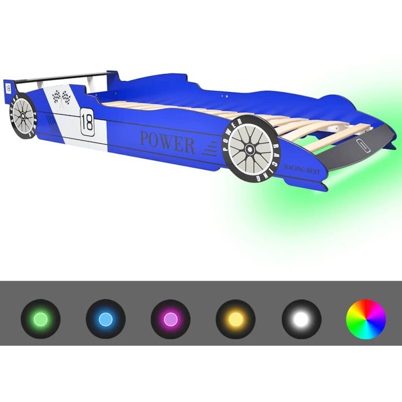 

Cama Infantil con Forma de Coche Carreras y LED 90x200 cm Azul - Azul - Vidaxl