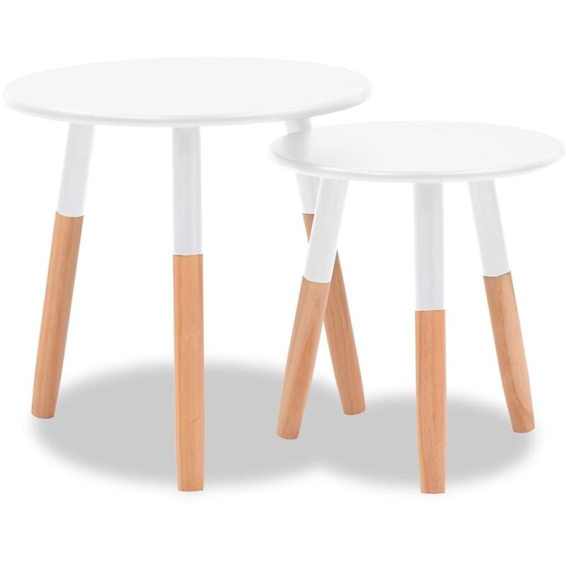 

Set de Mesas Auxiliares 2 Unidades Madera Maciza de Pino Blanco - Blanco - Vidaxl