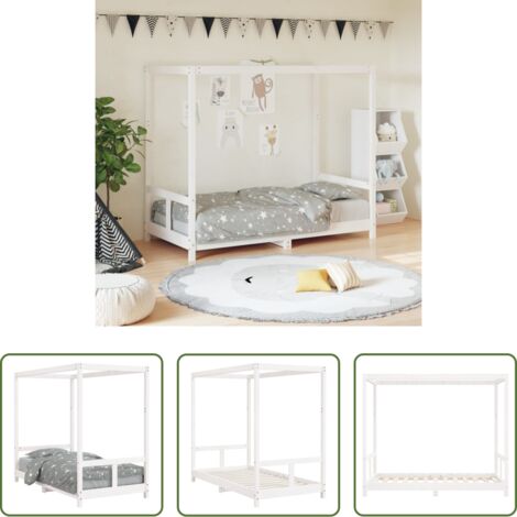 vidaXL Cama infantil -  Estructura de cama para niños madera de pino blanco 80x160 cm