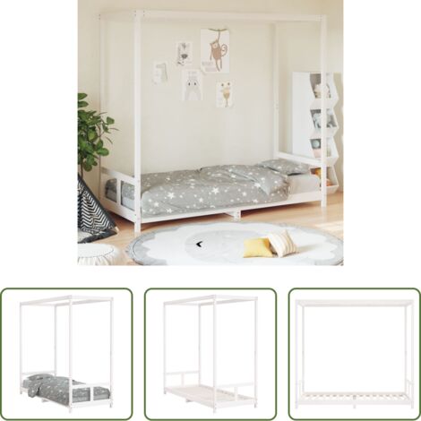 vidaXL Cama infantil -  Estructura de cama para niños madera de pino blanco 80x200 cm