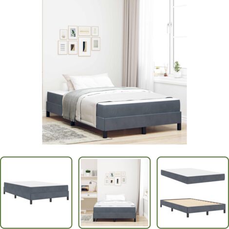 vidaXL Cama matrimonial -  Cama tipo Box Spring con colchón Gris oscuro 120 x 190 cm tela