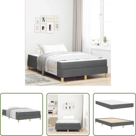 vidaXL Cama matrimonial -  Cama tipo Box Spring con colchón Gris oscuro 120 x 190 cm tela