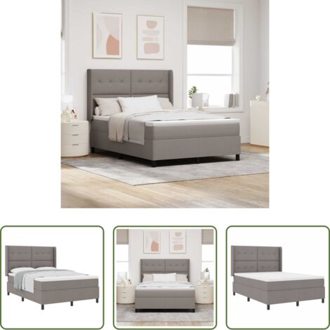 vidaXL Cama matrimonial -  Cama tipo Box Spring con colchón Taupé 200 x 140 cm tela