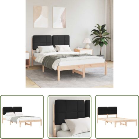 vidaXL Cama matrimonial -  Estructura de Cama con Cabecera Tapizada Negro 120 x 200 cm