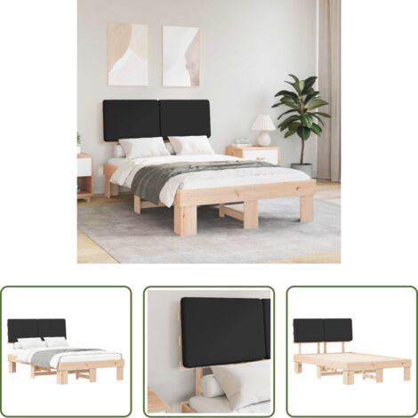 vidaXL Cama matrimonial -  Estructura de Cama con Cabecera Tapizada Negro 120 x 200 cm
