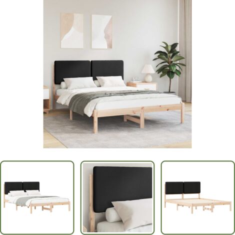 vidaXL Cama matrimonial -  Estructura de Cama con Cabecera Tapizada Negro 140 x 200 cm