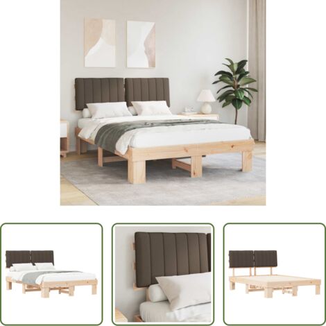 vidaXL Cama matrimonial -  Estructura de Cama con Cabecera Tapizada Taupé 135 x 190 cm