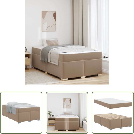 vidaXL Cama matrimonial -  Estructura de cama con colchón Capuchino 120 x 190 cm tela