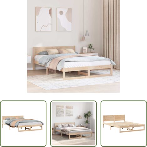 vidaXL Cama matrimonial -  Estructura de cama Natural 140 x 200 cm Madera de pino macizo