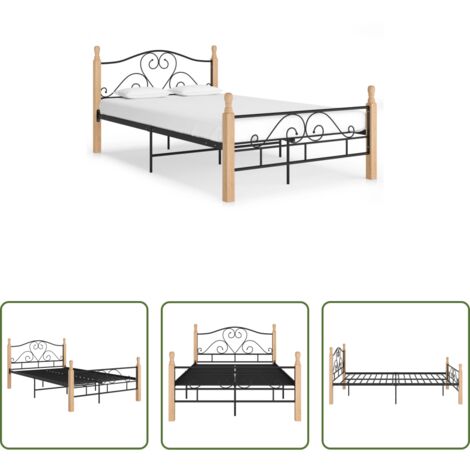vidaXL Cama matrimonial -  Estructura de cama sin colchón metal negro 120x200 cm
