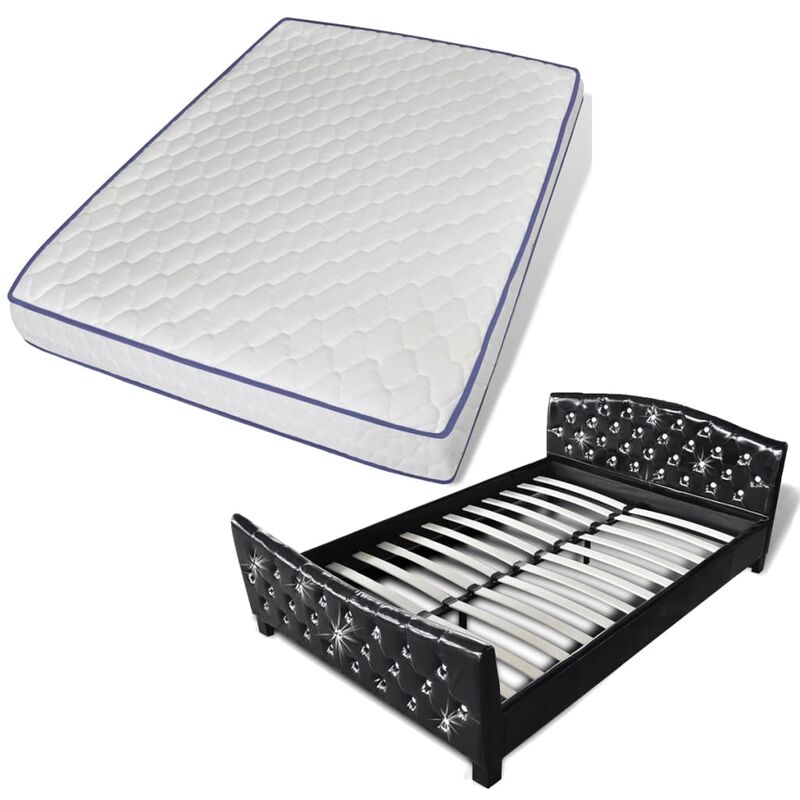 

Cama con Colchón Viscoelástico Cuero Sintético Negro 140x200 cm - Negro - Vidaxl