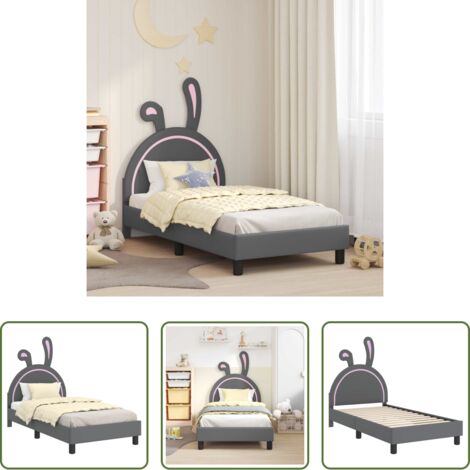 vidaXL Cama moderna -  Cama para niños con cabecero Gris Claro 80 x 160 cm PU
