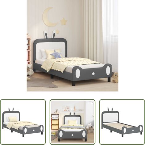 vidaXL Cama moderna -  Cama para niños con cabecero Gris Claro 90 x 200 cm PU