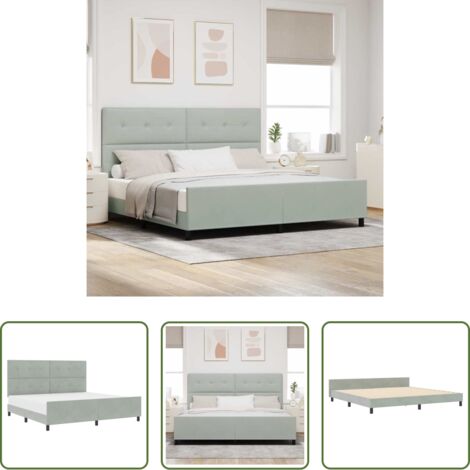 vidaXL Cama moderna -  Cama tipo Box Spring Gris claro 200 x 200 cm Terciopelo