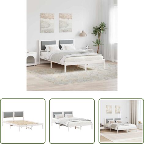 vidaXL Cama moderna -  Estructura de cama con cabecera Gris Claro 135 x 190 cm