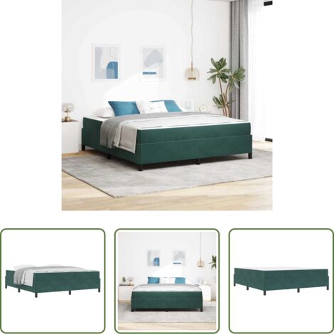 vidaXL Cama moderna -  Estructura de cama con colchón Verde oscuro 180 x 200 cm tela