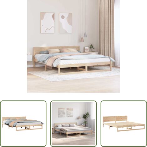 vidaXL Cama natural -  Estructura de cama Natural 180 x 200 cm Madera de pino macizo