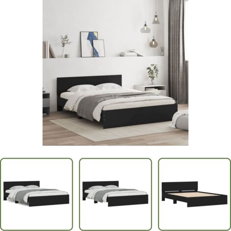 vidaXL Cama negra -  Estructura de cama con cabecero negra 140x200 cm
