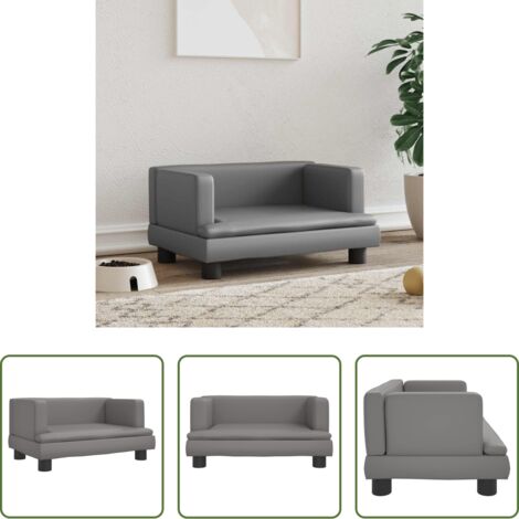 vidaXL Cama para mascotas -  Cama para perros de cuero sintético gris 60x40x30 cm