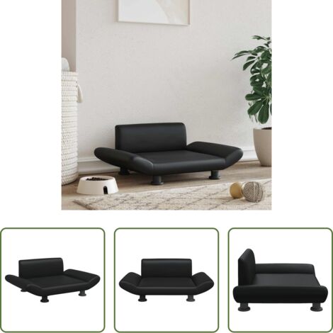 vidaXL Cama para mascotas -  Cama para perros de cuero sintético negra 70x45x28 cm