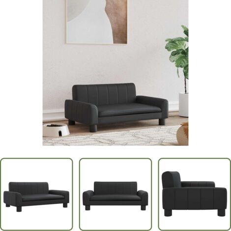 vidaXL Cama para mascotas -  Cama para perros de cuero sintético negra 70x45x30 cm