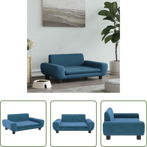 vidaXL Cama para mascotas -  Cama para perros de terciopelo azul 70x45x33 cm