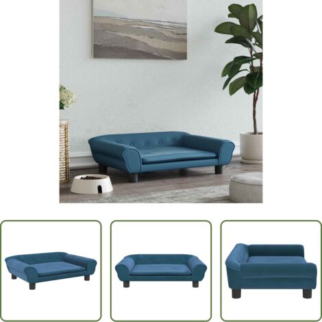 vidaXL Cama para mascotas -  Cama para perros de terciopelo azul 70x48x22 cm