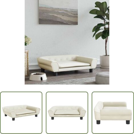 vidaXL Cama para mascotas -  Cama para perros de terciopelo crema 70x48x22 cm