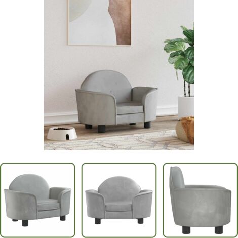 vidaXL Cama para mascotas -  Cama para perros de terciopelo gris claro 66x40x45 cm