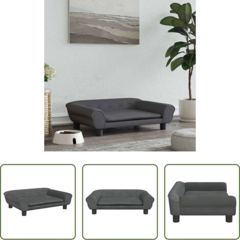 vidaXL Cama para mascotas -  Cama para perros de terciopelo gris oscuro 70x48x22 cm