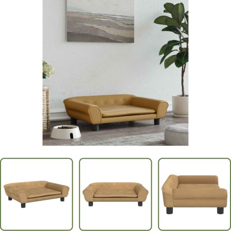 vidaXL Cama para mascotas -  Cama para perros de terciopelo marrón 70x48x22 cm