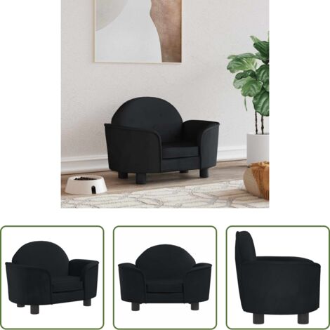 vidaXL Cama para mascotas -  Cama para perros de terciopelo negra 66x40x45 cm