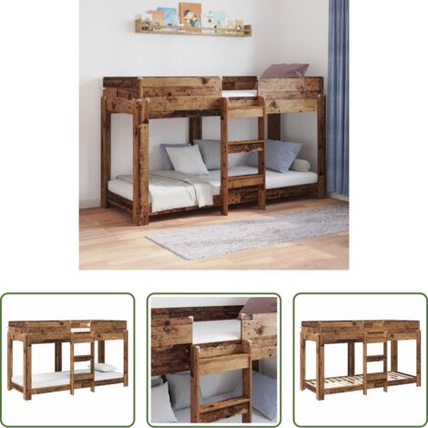 vidaXL Cama para niños -  Cama Litera para Niños Madera vieja 75 x 190 cm