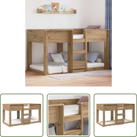 vidaXL Cama para niños -  Cama Litera para Niños Roble artesanal 75 x 190 cm