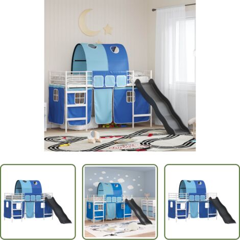 vidaXL Cama para niños -  Estructura de litera para niños y azul 75 x 190 cm Metal