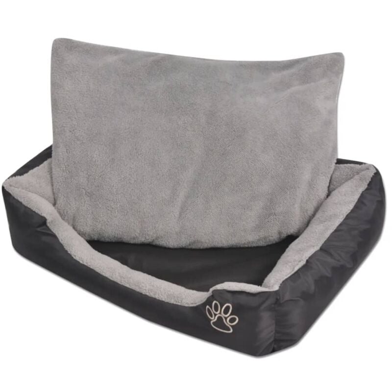 

vidaXL Cama para perro con cojín acolchado XL negra - Negro