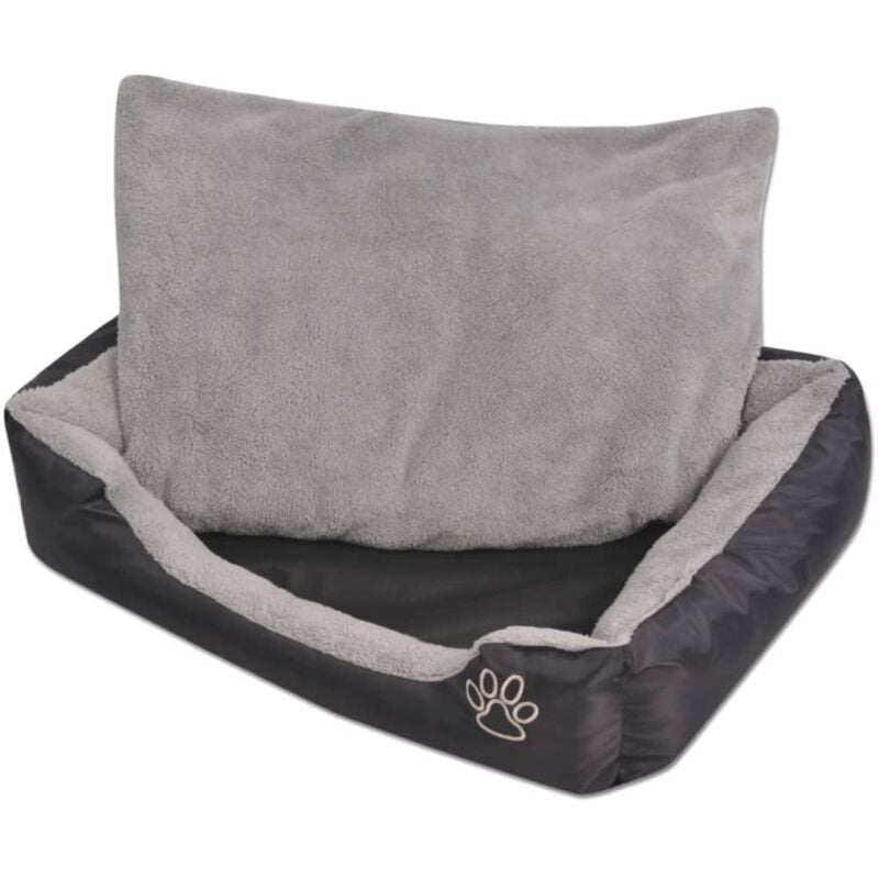 

vidaXL Cama para perro con cojín acolchado talla S negra - Negro