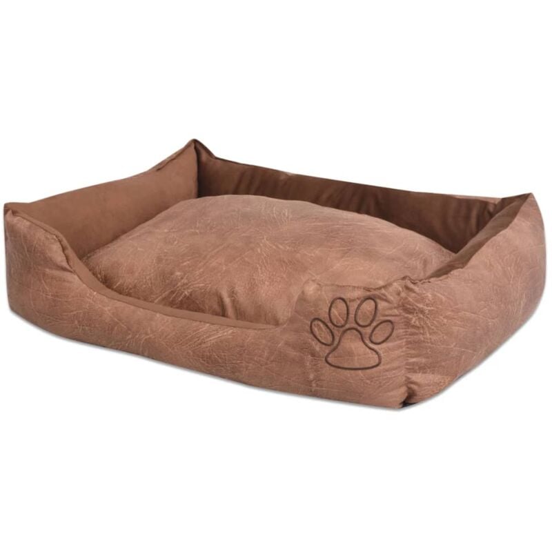 

vidaXL Cama para perro con cojín PU cuero artificial talla M beige - Beige