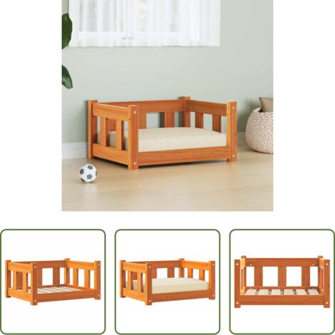 vidaXL Cama para perros -  Cama para perro con almacenamiento Marrón cera 55 x 45 x 28 cm