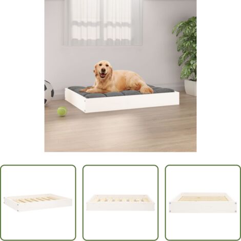 vidaXL Cama para perros de madera -  Cama para perros madera maciza de pino blanco 71,5x54x9 cm