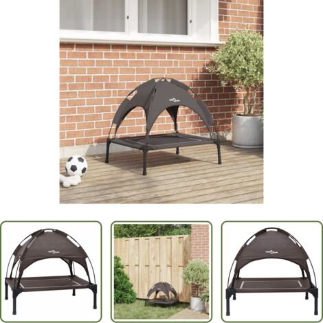 vidaXL Cama para perros exteriores -  Cama para perro Manual Marrón 63 x 49,5 x 60 cm Acero