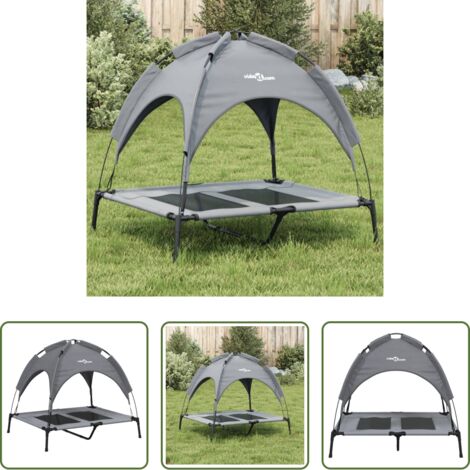 vidaXL Cama para perros interior -  Cama para perros con dosel antracita tela oxford y acero