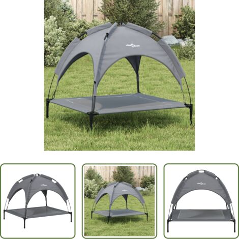 vidaXL Cama para perros interior -  Cama para perros con dosel antracita tela oxford y acero