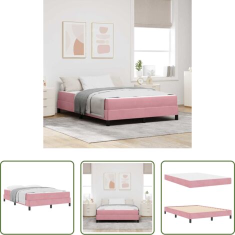 vidaXL Cama rosa -  Cama tipo Box Spring con colchón Rosa 160 x 210 cm tela